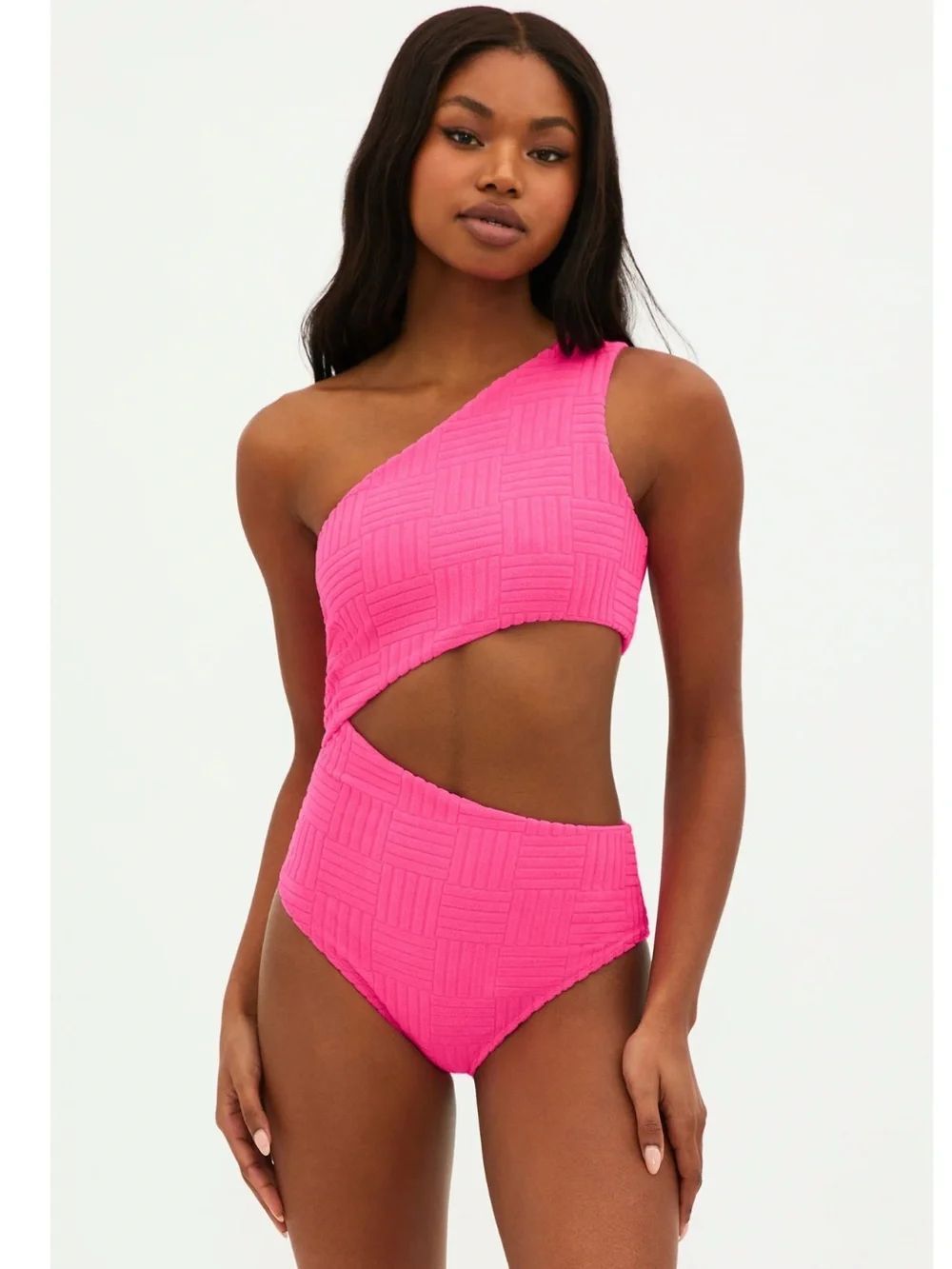 Beach Riot Celine One Piece Strawberry Moon Terry Pink One-Shoulder Swim XL